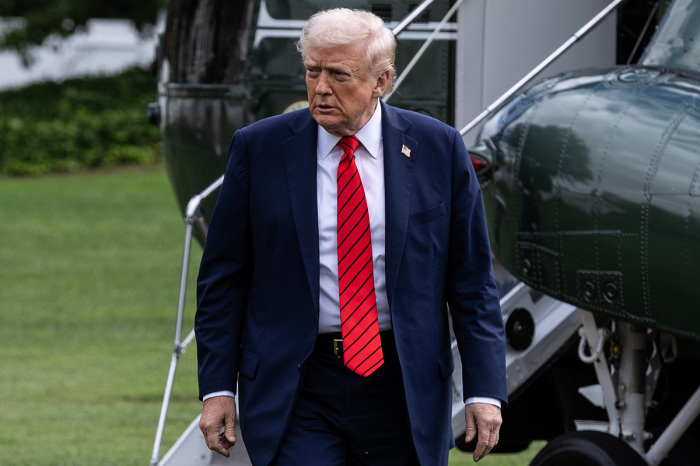 U.S. President Donald Trump returns to the White House following a visit to Walter Reed National Military Medical Center on Oct. 10, 2025, in Washington, D.C. President Trump traveled to Walter Reed to visit with troops and receive a medical check up. 