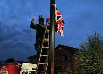 'Batman' teams up with local councillor to put up Union Jacks