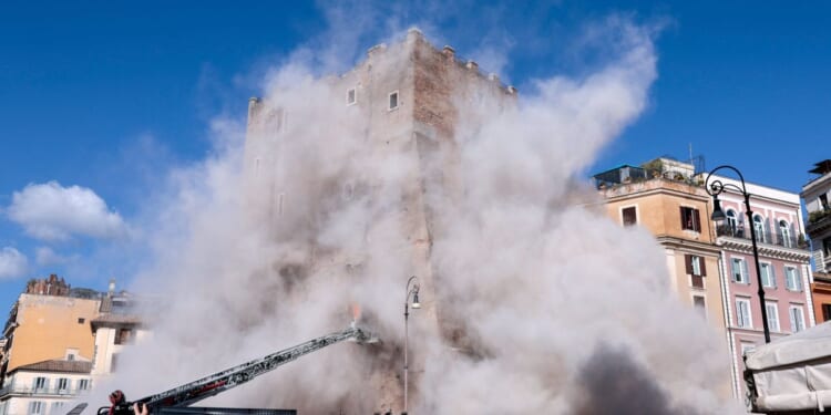 Man dies after being trapped in medieval tower which collapsed near Colosseum
