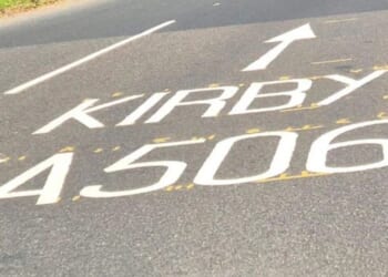 Kirkby locals in disbelief after road workers misspell town's name FOUR times