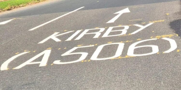 Kirkby locals in disbelief after road workers misspell town's name FOUR times
