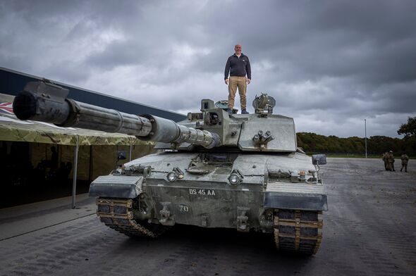 Chris Riches on a Challenger II tank that cadets got to clamber all over