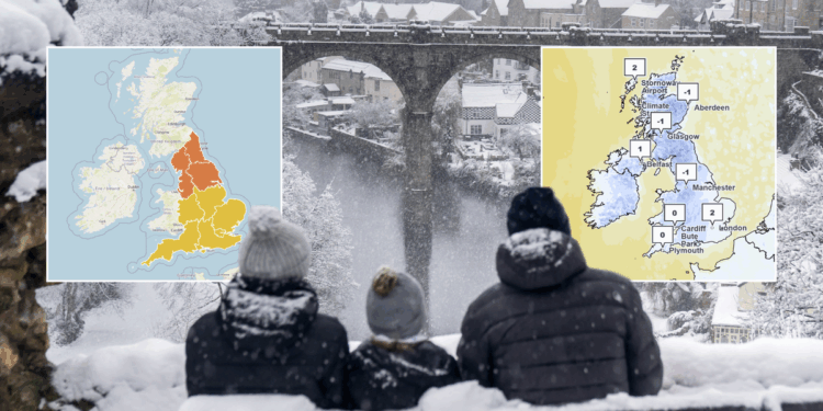 More than 15 million Britons issued amber 'cold health alert' as temperatures plummet across country