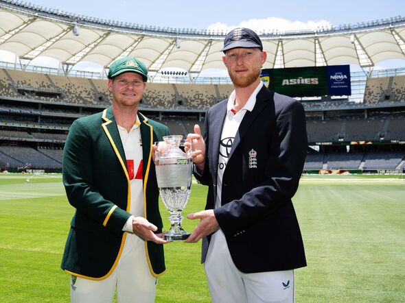 Australia Captain Steve Smith, left, and Ben Stokes prepare for the Ashes