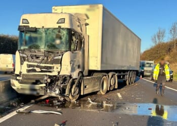 Drivers face chaos after horror crash between two lorries causes massive diesel spill