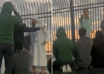 Three men charged after 'shouting slurs at praying Muslim students while waving bacon'