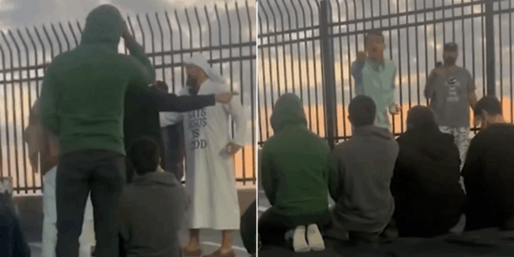 Three men charged after 'shouting slurs at praying Muslim students while waving bacon'