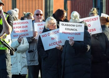 Migrants trying to learn English at primary school face 'protect our kids' protest
