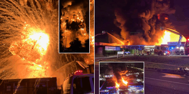 Terrifying explosion rips through Australian city as 200 firefighters scrambled to battle inferno