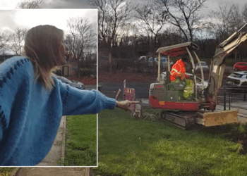 Mother's horror as neighbour orders digger to plough '15ft trench' in her front garden
