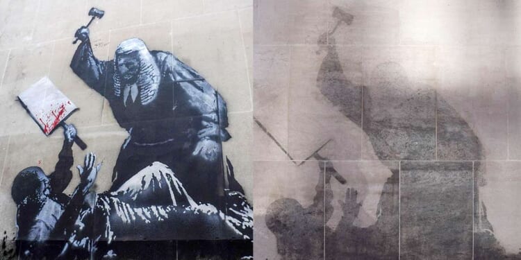 A Banksy mural’s ghostly outline