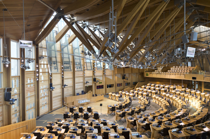 Scottish Parliament in Holyrood, central Edinburgh, Scotland.