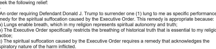 Lawsuit Challenging Trump Executive Order on "Divisive Race-Centered Ideology"—and Seeking Trump's Lung—Dismissed