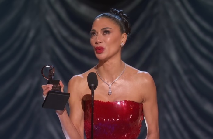 Singer Nicole Scherzinger accepts the Tony Award for Lead Actress in Musical, June 8, 2025.