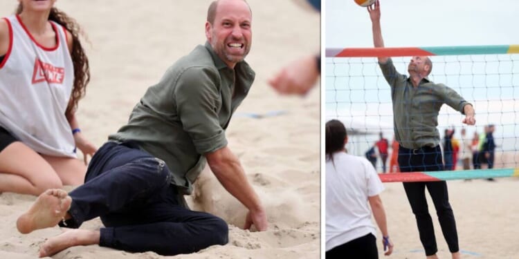 Prince William goes barefoot as he tries his hand at beach volleyball | Royal | News