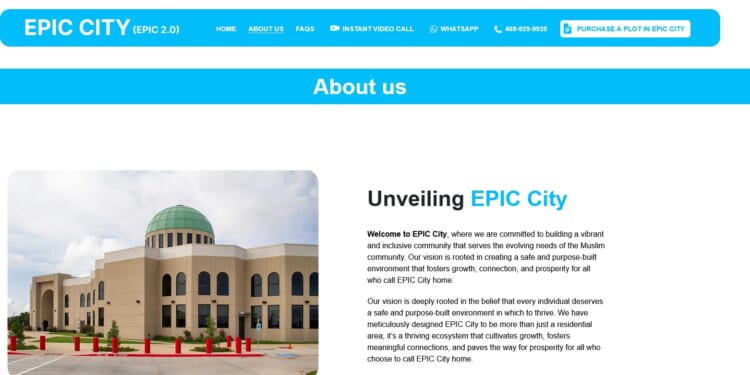 Proposed 400-acre development by Texas mosque scrubs website