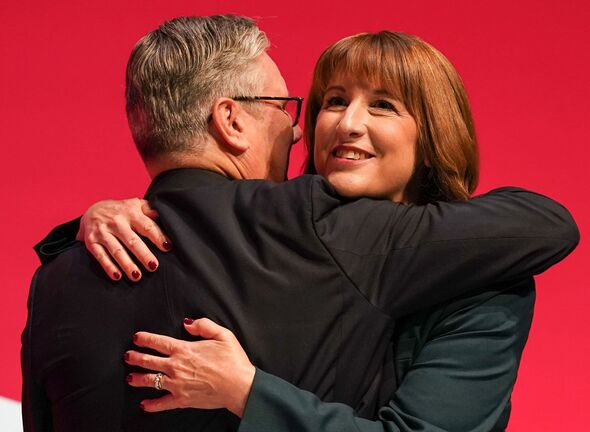 Keir Starmer and Rachel Reeves embrace