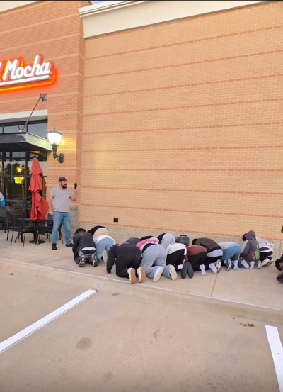 A screenshot shared by Christopher Svochan of the outreach at a Dallas-area coffee shop. 