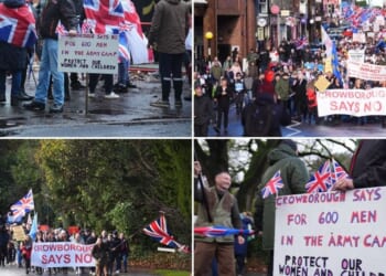 Thousands descend on Crowborough to protest against plan to house 600 migrants in Sussex army camp