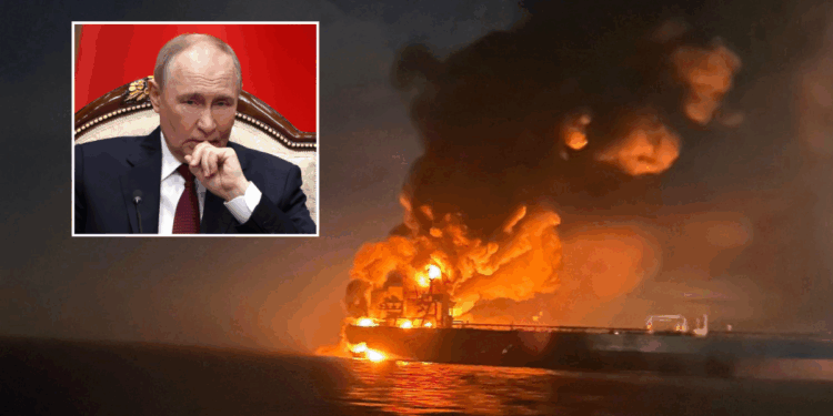 Vladimir Putin's 'shadow fleet' tankers burst into flames as Ukrainian officals hold crunch US talks