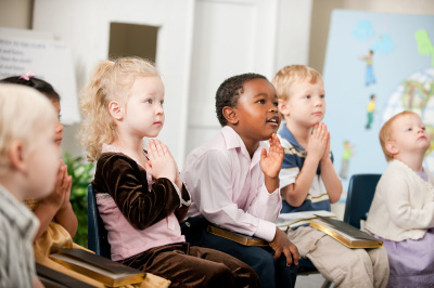 Children at Sunday School church classroom