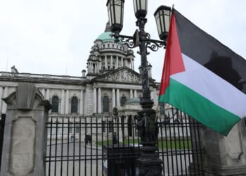 Palestine flag hoisted outside UK city hall as police forced to swoop in