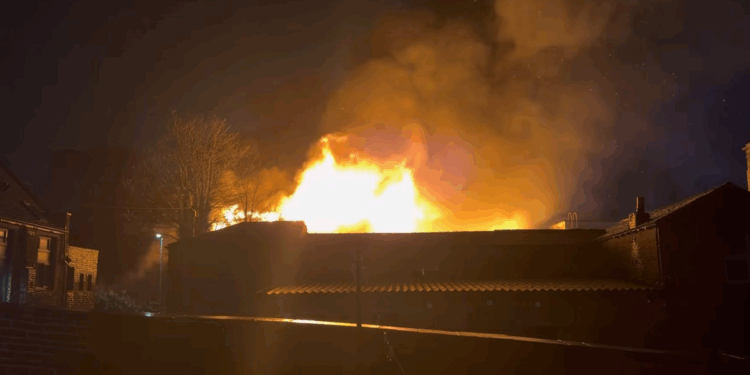 Blaze engulfs historic ex-ballroom as fire crews rush to the scene