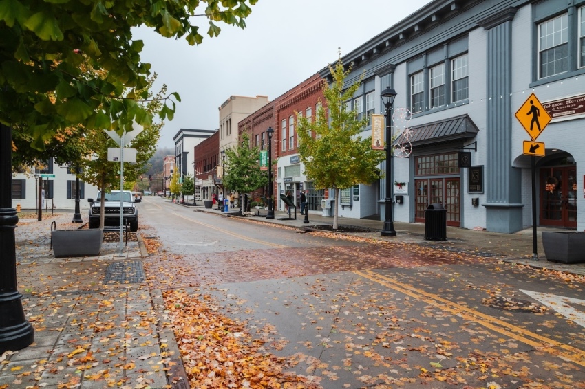 The streets of downtown Sevierville, Tennessee.