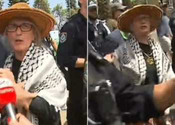 Fury after ‘disgraceful’ pro-Palestine activist disrupts vigil for terror attack victims