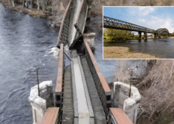 Historic 19th century UK landmark collapsing into river caused by 'soil erosion'