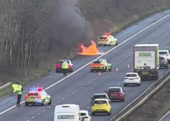 Major vehicle fire causes travel delay chaos for drivers on busy motorway