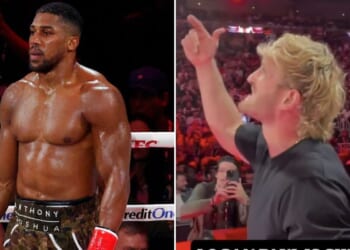 Logan Paul's cringeworthy message for Anthony Joshua seconds before knocking brother Jake Paul out