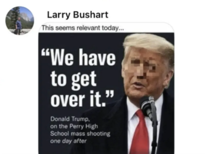 The meme shared by Larry Bushart following the assassination of activist Charlie Kirk in September 2025.