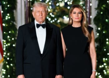 Donald Trump poses for White House Christmas portrait alongside wife Melania