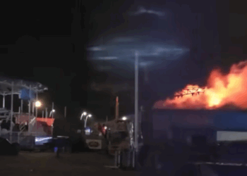 Huge blaze at Ocean Beach Pleasure Park as fire fighters work through the night to tackle flames