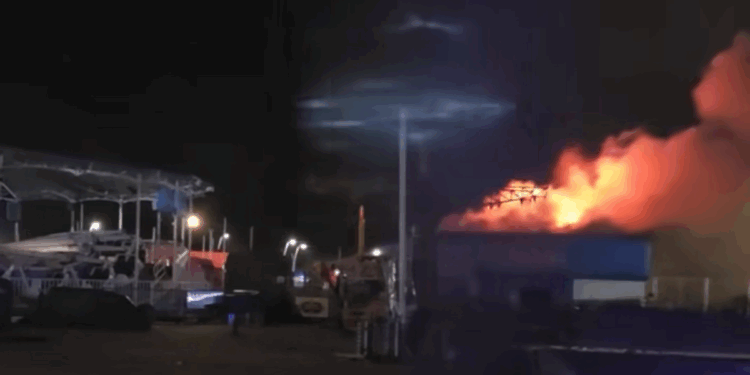 Huge blaze at Ocean Beach Pleasure Park as fire fighters work through the night to tackle flames