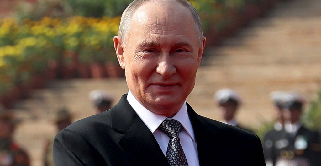 Close-up of Vladimir Putin.