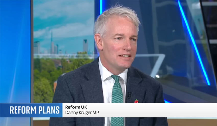 Reform MP Danny Kruger speaks on Sky News on Oct. 28, 2025.
