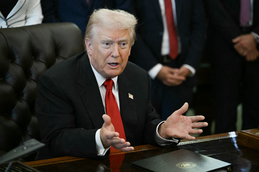 President Donald Trump speaks in the Oval Office in Washington, D.C. on Nov. 6, 2025.