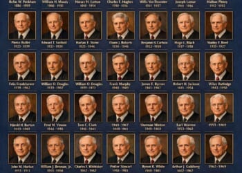 ChatGPT-Generated Poster of Supreme Court Justices Since 1900