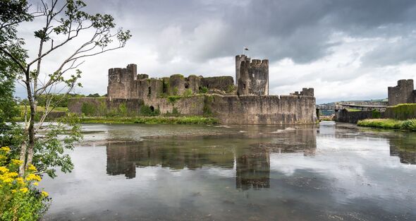 Caerphilly Castle Reflecting in the Moat