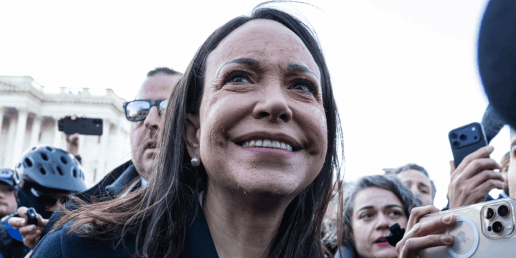 Venezuelan Nobel Peace Prize winner gives her medal to US President