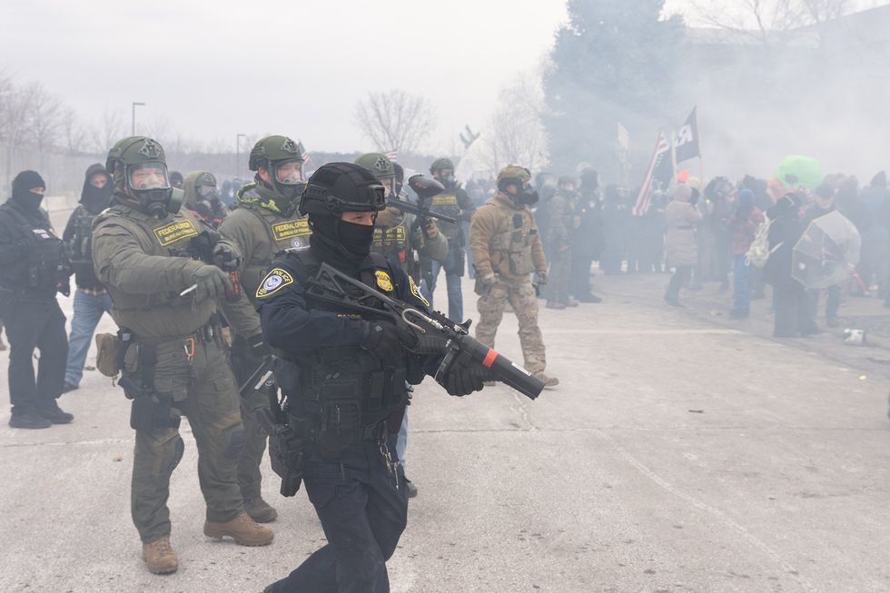 Ice officers at a Minnesota protest