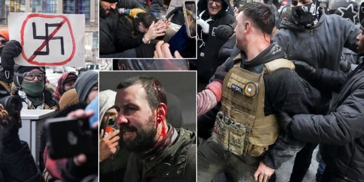 Violent clashes break out as anti-Ice activist accused of attempting to stab counter-protester