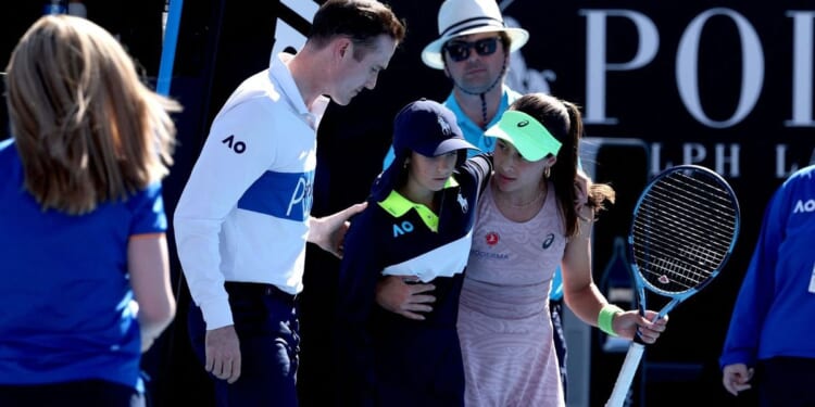 Ball girl collapses as tennis star rushes to support her
