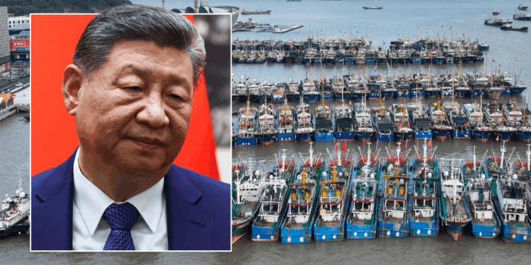 Taiwan war fears as China lines up impenetrable 'floating wall' of fishing boats in drill to blockade its neighbour