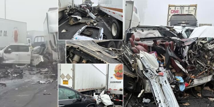 Carnage as ONE HUNDRED AND FIFTY vehicles involved in busy highway collision