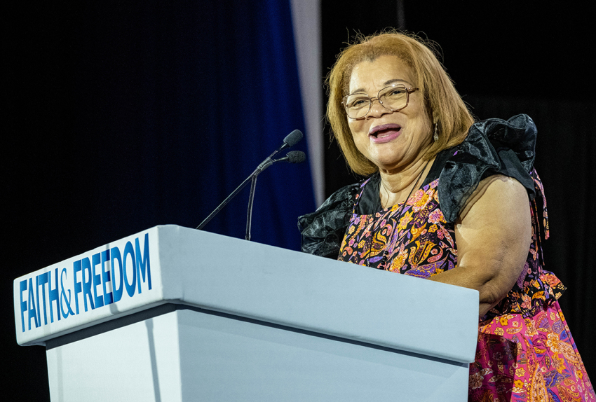 Alveda King speaks on the last day of the annual 