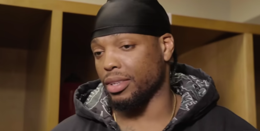 Baltimore Ravens running back Derrick Henry reflects on his team's performance after they lost the final game of the 2025-26 NFL season to the Pittsburgh Steelers, Jan. 4, 2026.