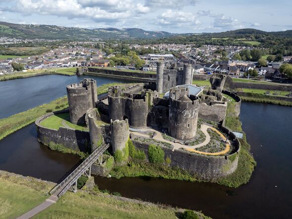 Caerphilly Castle and moat